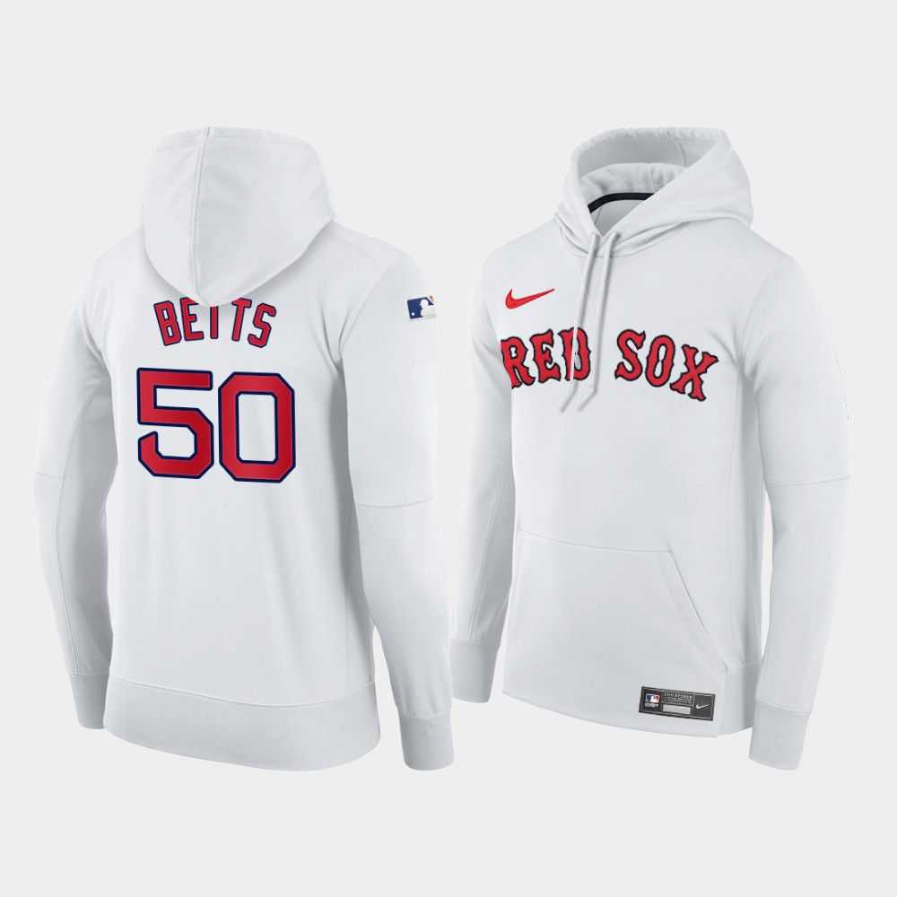 Men Boston Red Sox 50 Betts white home hoodie 2021 MLB Nike Jerseys